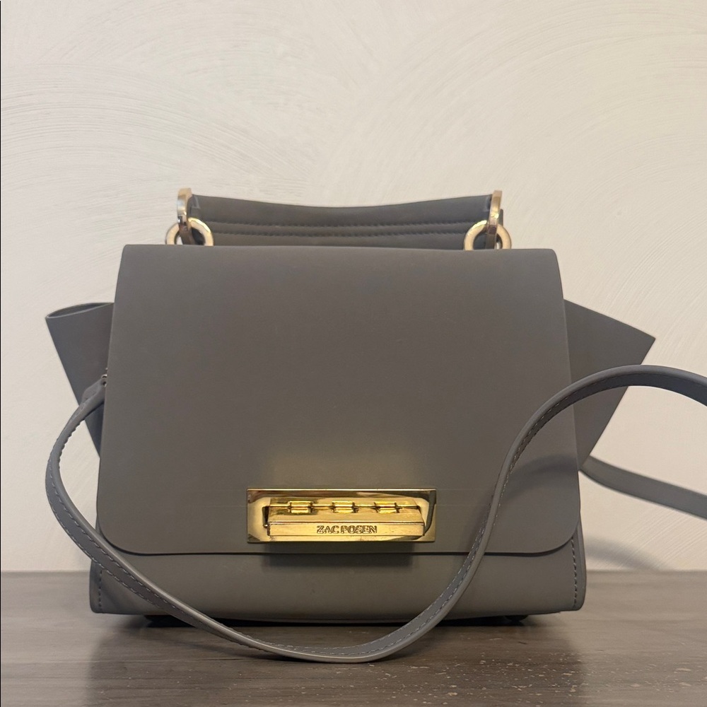 Zac Posen Gray Crossbody Bag with Gold Hardware